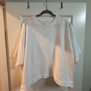 American Eagle White Waffle-Knit Crewneck Tee